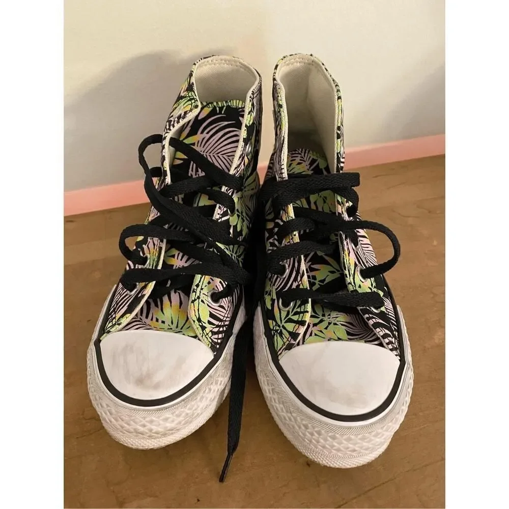 Converse 2 CTAS EVA Lift Hi A01201C high top sneakers pink green tropical leaf
